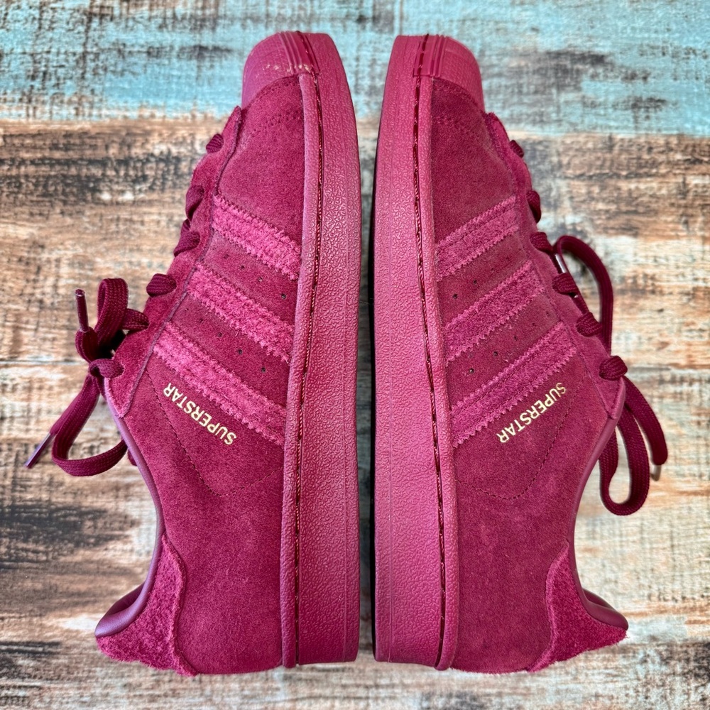 Women’s Adidas Burgundy Superstar Shoes | #Z10 - Picture 9 of 13